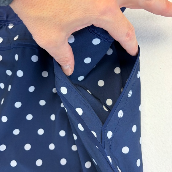 Share Lands' End Navy Blue White Polka-Dot Swim Skort Lined Shorts Size 14 - Picture 9 of 12